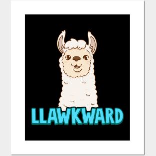 Cute & Funny Llawkward Awkward Llama Pun Lama Posters and Art